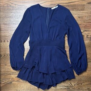 Saints + Secrets Navy Blue Ruffle Mini Romper